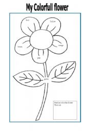 English Worksheet: color the flower