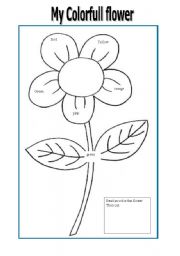 English worksheet: color the flower