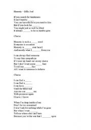 English worksheet: Honesty simple fill in the blank song