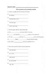 English worksheet: Grammar and Vocabulary exercises