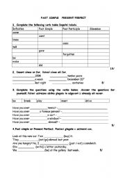 English Worksheet: Past Simple and Present Perfect