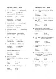 English Worksheet: present perfect tense (multiple choice test)