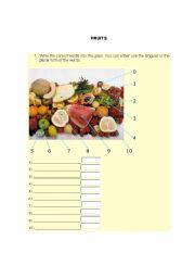 English Worksheet: Fruits