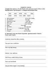 English Worksheet: Passive voice