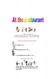 English Worksheet: at the restaurant