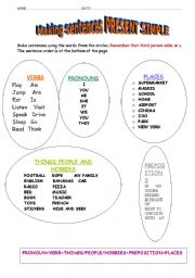 English Worksheet: MAKING SENTENCES