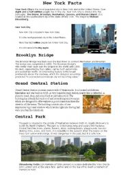 English Worksheet: New York Facts