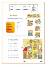 English Worksheet: House/ Rooms