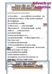 English Worksheet: adjecive or adveb