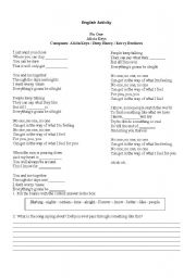 English worksheet: Song - Alicia Keys - No One