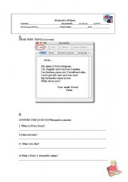 English Worksheet: reading/comprehension 5th