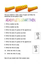 English Worksheet: Guess what?