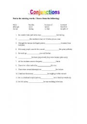 English Worksheet: Conjunctions