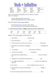 English Worksheet: Verb + infinitive