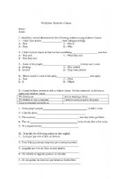 English worksheet: Relatives Clauses