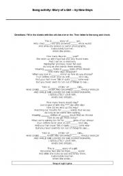 English worksheet: The story of a girl - Nine days