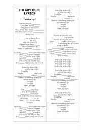 English worksheet: Wake up - Hilary Duff