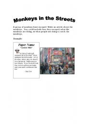 English Worksheet: Monkeys in the Streets