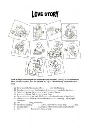 English Worksheet: Love story (past tense practice)