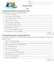 English Worksheet: Present Perfect Test