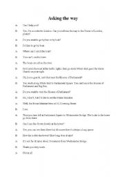 English Worksheet: Asking the way