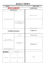 English Worksheet: NEWSPAPER FRONT PAGE TEMPLATE