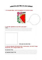 English Worksheet: what do you like on your pizza?