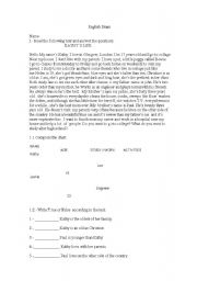 English Worksheet: Reading 