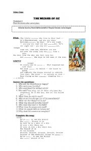 English Worksheet: The Wizard of Oz- Worksheet 2