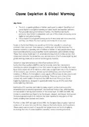 English Worksheet: global warming and ozone depletion