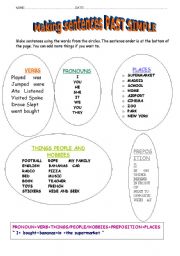 English Worksheet: MAKING SENTENCES PAST SIMPLE