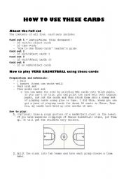 Verb basketball game - Card Set 1/4 and instructions