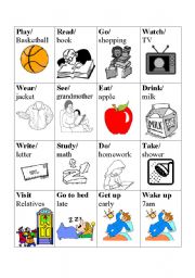 English Worksheet: Verb basketball game - Card Set 2/4 