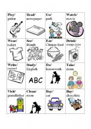 English Worksheet: Verb basketball game - Card Set 3/4