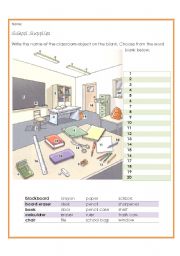 English Worksheet: CLASSROOM SUPPLIES