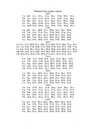 English Worksheet: the answer sheet for test 1-7