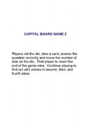 English worksheet: capital board game 2