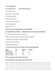 English worksheet: Revision of comparatives and superlatives