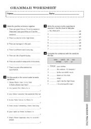 Grammar Worksheet - There To Be