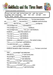 English Worksheet: GOLDILOCKS