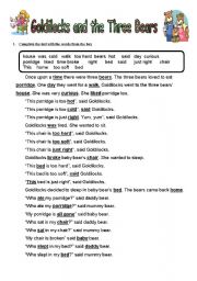 English Worksheet: GOLDILOCKS -CORRECTION