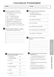 GRAMMAR WORKSHEET- VERBS