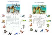 English Worksheet: Wild animals crossword with numbers and key