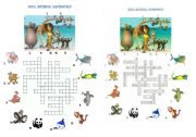 English Worksheet: Wild animals crossword with numbers and key