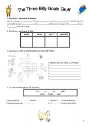 English Worksheet: THE THREE BILLY  GOATS GRUFF