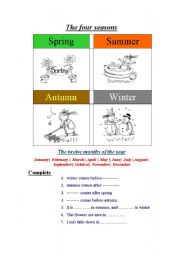 English Worksheet: the four seasons work sheet