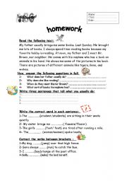 English Worksheet: homework
