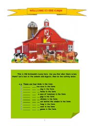 English Worksheet: WELCOMETO THE FARM(THERE IS/ARE)