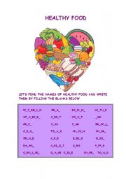 English Worksheet: HEALTHY FOOD
