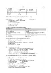 English worksheet: Grammar and vocabulary test